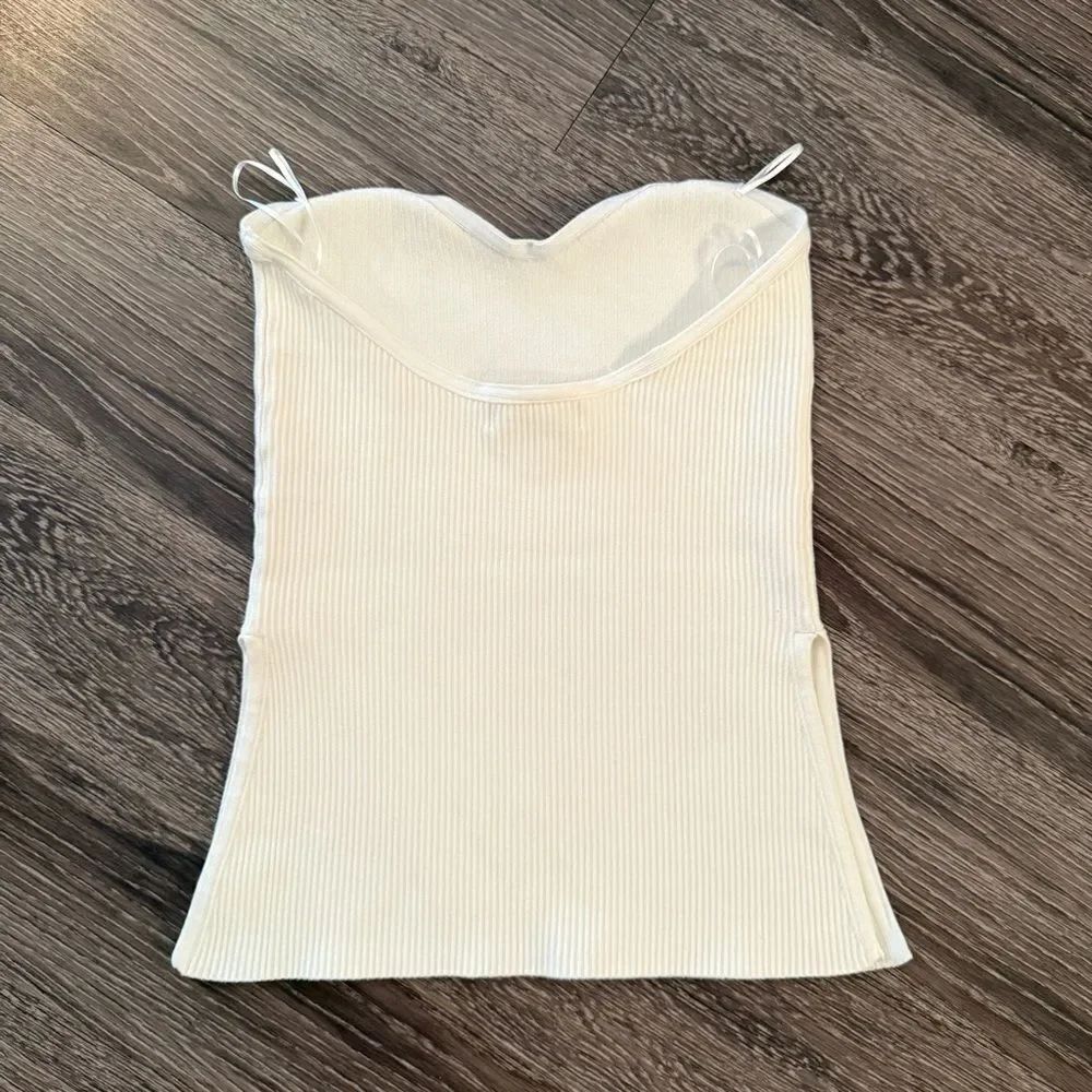 Caroline Constas Ribbed Cream Tube Top - Picture 7 of 7